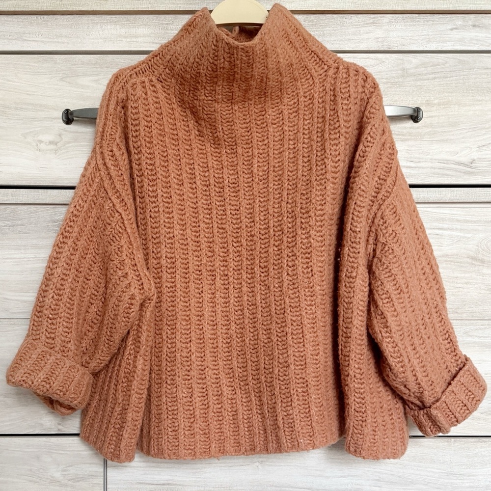 Free People Rust Cowl Neck Sweater